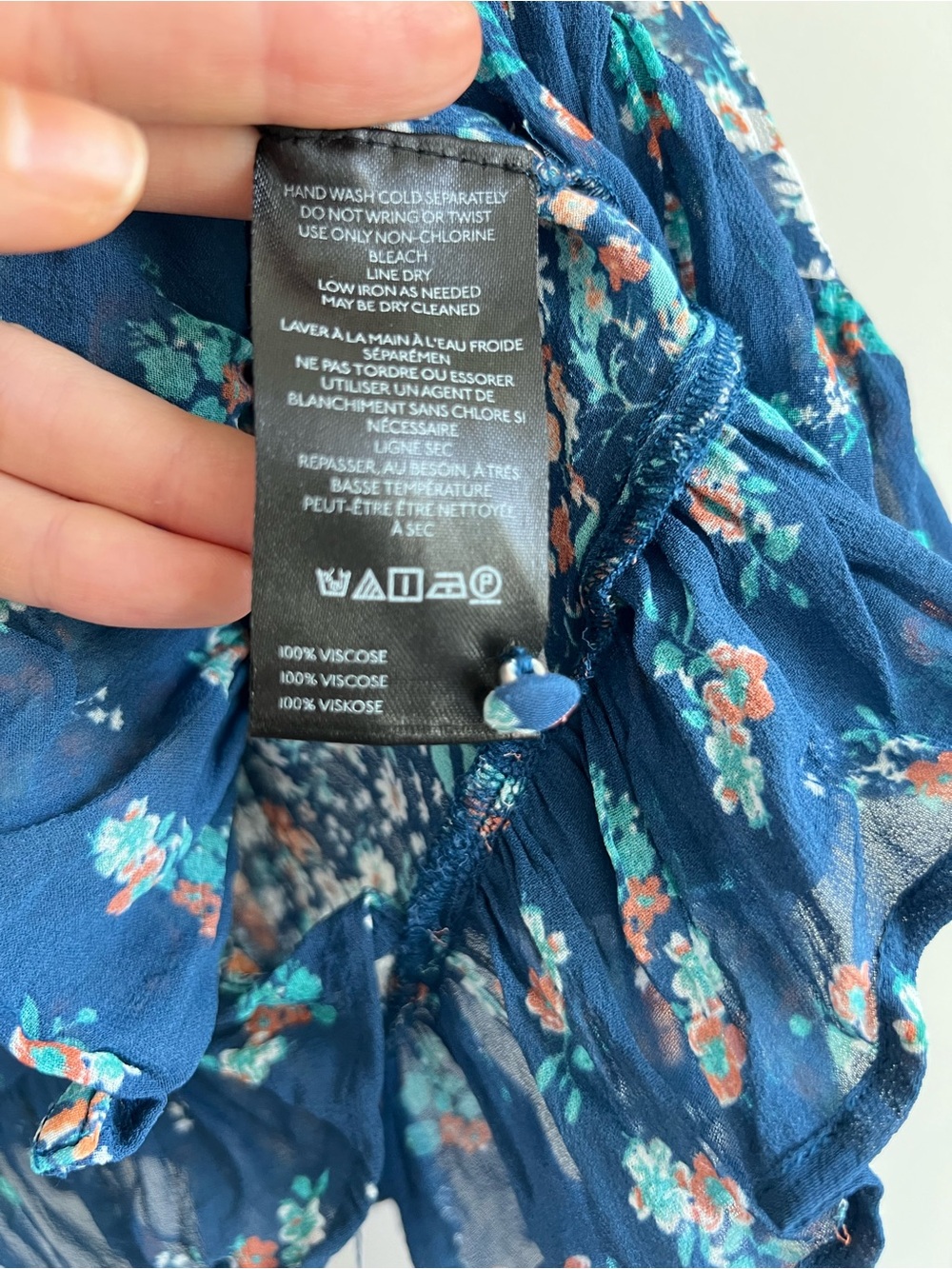 By Anthropologie teal mixed floral print sheer cropped babydoll top size small - Picture 5 of 9